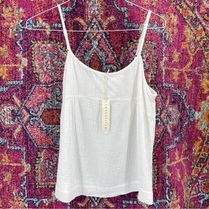 Love Stitch NWT GAUZE SPAGHETTI STRAP TANK in White
